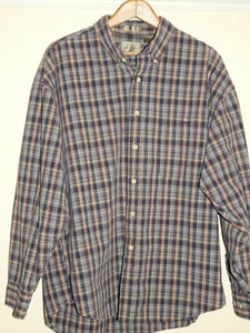 Bill Blass Long Sleeve XL Shirt Pocket Plaid Blue Red White Button Front Collar - Picture 1 of 3