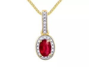 Rylos 14k Gelbgold Halskette Rubin & Diamant 6x4mm Edelstein Juli Geburtsstein - Bild 1 von 3
