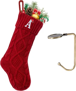 Christmas Stockings with Initials, Letter a Embroidered Xmas Stockings, 18" Larg - Picture 1 of 12
