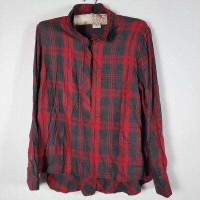 Cabi 3587 Womens Cunningham Plaid Popover Shirt Top Large Red/Black Long Sleeve Foto 1 de 4
