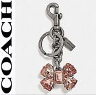 COACH Pink Crystal Bow Key Ring Bag Charm with Coach Cloth Sack 35256 MSRP $145