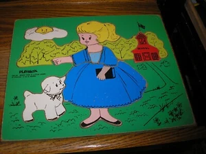 RARE NICE Vintage Playskool 186-24 Mary had a Little Lamb Wooden Puzzle Free SH - Picture 1 of 3