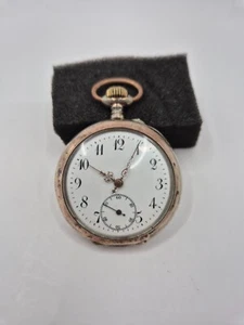 Montre gousset galonnée cylindre 10 rubis argent 800, blason, fonctionne - Bild 1 von 7