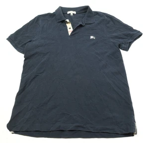 Camisa Polo Burberry London Para Hombre Mediana Azul Marino Algodón Manga Corta Calce Ajustado - Imagen 1 de 12