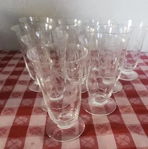 Noritake oder Handwerker geätzte Bambus Muster Wein/Wasser Gläser 6" 4er Set - Bild 1 von 14