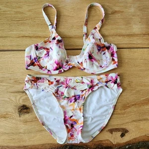 Freya Coral Bay Bikini Set 34DD/S Plunge Bra Top Low Rise Brief Sunset  - Picture 1 of 6