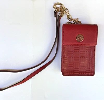 Anne Klein Red Faux Leather Shoulder Crossbody Purse Small Bag 6" x 4" - Image 1 of 4