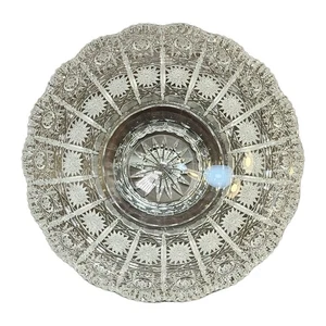 Bohemian Hand-Cut Czech 24% Lead Crystal 8" Round Bowl Queen Lace - Picture 1 of 13