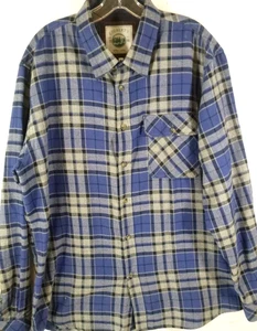 Gioberti-Mens Long Sleeve Button Down Flannel Shirt-XL Extra Large-Blue Plaid - Picture 1 of 8
