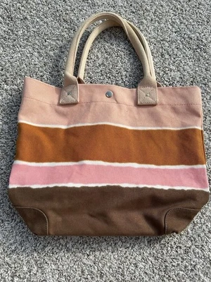 "Bolso de Mano de Viaje Playa J CREW Naranja Ombré Rayas Lona Pesada para Mujer 12"" X 13""" Foto 1 de 4