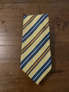 ETRO Milano Yellow Multicolor Striped Made in Italy Silk Cotton Men's Neck Tie - Picture 1 of 3