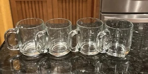 Set Of 4 Vintage 12 oz Clear Glass Mugs 3.5” # Marking On The Bottom - Picture 1 of 7