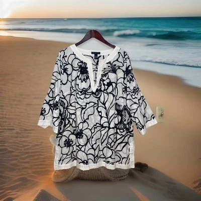 INC International Concepts Woman 18W Embroidered Sequined Tunic V-Neck Kaftan - Image 1 of 4