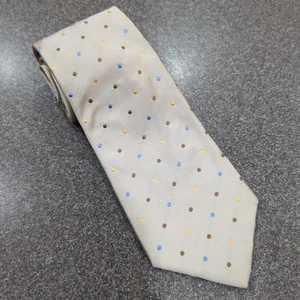 Men's BANANA REPUBLIC Silk Tie Necktie MADE IN ITALY  Beige W/ Colored Dots - Picture 1 of 8