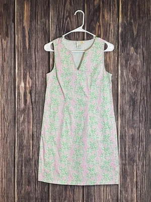 C&C California Palm Tree Shift Dress Womens Size 4 Green Pink Preppy Style - Image 1 of 4