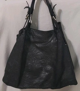 ISADORA Italian Leather Large Black Hobo Crossbody Tote Purse Bag FREE SHIPPING - Picture 1 of 5