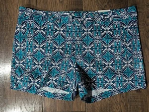 Stylus Damen Baumwollshorts Island türkis geometrisches Muster Größe 14 neu mit Etikett Strand süß - Bild 1 von 13