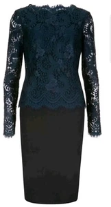 NWT Ted Baker VENDELA Lace Bodice Dark Green/Blk Sheath Dress Sz 1(US 4) RT $360 - Picture 1 of 3
