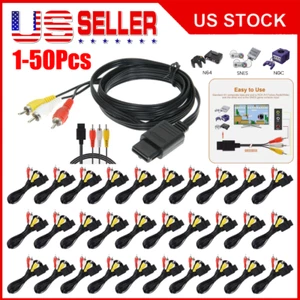 6FT N64 AV Cable Stereo RCA Audio Video Cord for Nintendo 64 SNES GameCube Lot - Picture 1 of 9
