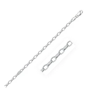 Collar de cadena ovalada de oro blanco liso 14k de 3,2 mm de ancho 18" pulgadas de largo - Imagen 1 de 3