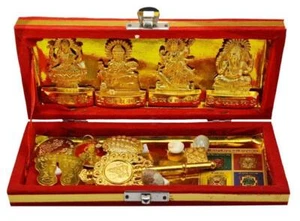 Brass Shri Dhan Laxmi Kuber Dhan Varsha Yantra Home Office (8.2x9.8x1.7) Inch - Picture 1 of 3