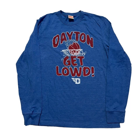 Dayton Flyers Shirt Mens Medium Blue Red Homage Long Sleeve Basketball Adult Cover