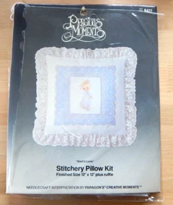 NIOP Precious Moments Embroidery Pillow Kit "GOD IS LOVE" #8411 Angel Cute - Picture 1 of 4