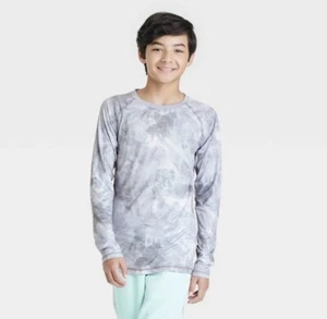 Boys' Long Sleeve Fitted Performance Crewneck T-Shirt All in Motion Gray M 8/10 - Picture 1 of 1