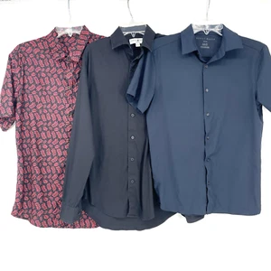 Lot of 3 Size S Perry Ellis Long Short Sleeve Button Up Dress Shirt Preppy - Picture 1 of 23