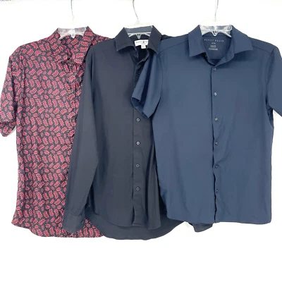 Lot of 3 Size S Perry Ellis Long Short Sleeve Button Up Dress Shirt Preppy - Image 1 of 4