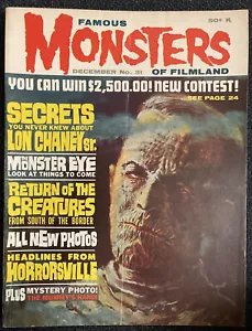 FAMOUS MONSTERS OF FILMLAND #31 DECEMBER 1964 BORIS KARLOFF MUMMY PAINTED COVER - Picture 1 of 5