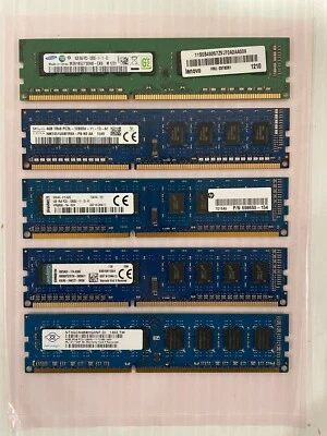 Lote de 5 4 GB (total 20 GB) varias velocidades PC3 DDR3 memoria RAM de escritorio Foto 1 de 3