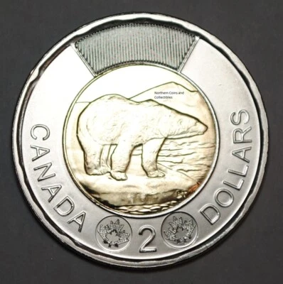 Canada 2023 2 Dollar UNC from roll -  BU Canadian Toonie - Queen Elizabeth II - Image 1 of 2