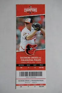 ORIOLES VS PHILLIES 6/16/2015 FULL TICKET ~ MACHADO/PARMELEE (2 HRs EACH) - Picture 1 of 1