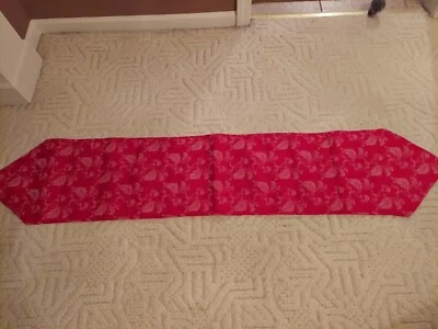 MARTHA STEWART CHRISTMAS QUILTED TABLE RUNNER RED WITH LEAVES - Image 1 of 2
