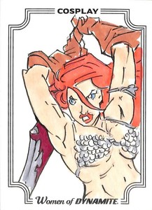COSPLAY WOMAN OF DYNAMITE SKETCH CARD BY MICHELLE RAYNER