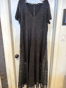 Torrid Black Lacey V-neck Short Sleeve Maxi Dress with Lining Size 20 - Picture 1 of 7