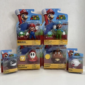 Super Mario Bros 4” Figures Lot Of 6 Mario Luigi Shy Guy Toys Jakks Pacific New - Picture 1 of 22