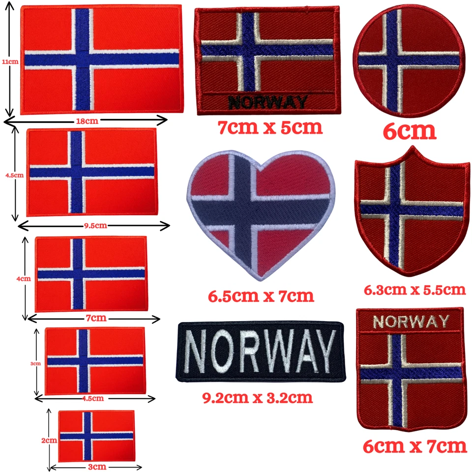 Norway National Country Flags set Iron On Patch Embroidered Sew On Badge - Image 1 of 1
