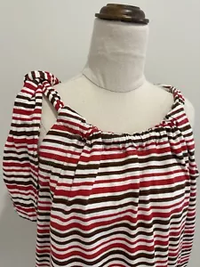 Easton Pearson Size 12 Cotton Stripy Adjustable Shoulder Embroidered Top - Picture 1 of 6