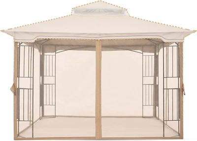 MASTERCANOPY Patio Gazebo Mosquito Netting Screen Walls ONLY (10X10, Beige) - Image 1 of 4
