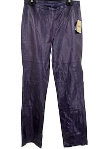 Pelle Studio Wilsons Leather Y2K Purple Bootcut Croc Embossed Leather Pants 12 - Picture 1 of 6