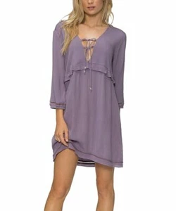 TAVIK lila Salbei Benson vorne zum Binden V-Ausschnitt Kleid LARGE 10-12 NEU! - Bild 1 von 8