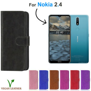 For Nokia 2.4  vegan leather Flip book Magnetic Wallet stand Case Cover