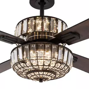RIVER OF GOODS Glam Ceiling Fan with LED Lights - Indoor - 42 Inch - Black - Picture 1 of 9