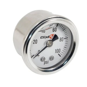 CBM-XB40290 CBM MOTORSPORTS INLINE 1/8" NPT PRESSURE GAUGE 0-100 PSI - Picture 1 of 2