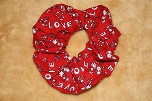 Scrunch-Ups HAIR SCRUNCHIES - Red Hearts With White Flowers & Love Scrunchie - Picture 1 of 2