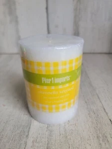 Pier 1 Imports Citronella white pillar scented candle - Picture 1 of 5