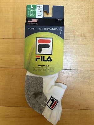 New FILA White Tennis Low Cut w/tab Socks one pair size large Unisex - Image 1 of 3