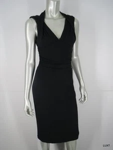 Vestido de Cóctel David Meister Talla 6 M Negro BodyCon Sin Mangas Torcido Acanalado Fiesta - Imagen 1 de 12